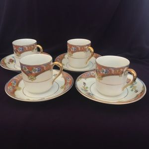 Noritake Madeira Demitasse Cups & Saucers - Set of 4. Vintage, hard to find.